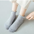 thumbnail image 3 of Women's 5-Pack Ribbed Ankle Socks with Ruffle Lettuce Trim Soft Stretch Cotton Cute Everyday Style, 5 PK-Purple, 3 of 6