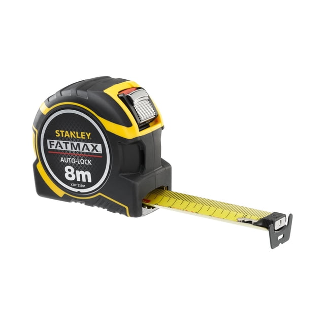 STANLEY XTHT0-33501 FATMAX Cinta Autoadhesiva, 8m Métrico Solamente, Amarillo/Negro