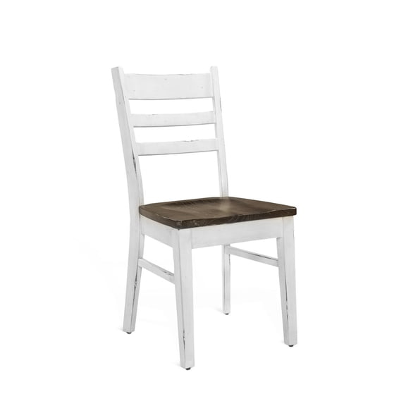 Sunny Designs Carriage House 18" Wood Ladderback Chair in White/Dark Brown