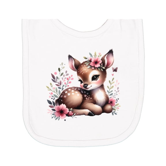Inktastic Baby Girl Deer Cottagecore Newborn Bib