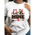 thumbnail image 2 of Women's Valentine's Day T-Shirt - "BEE MINE" Graphic with Hearts & Arrow, Casual Crew Neck, Short Sleeve, Valentine's Day Outfit Tee For Adult, Men, Women, Teen, Teenager, Adolescent, Youth, 2 of 8