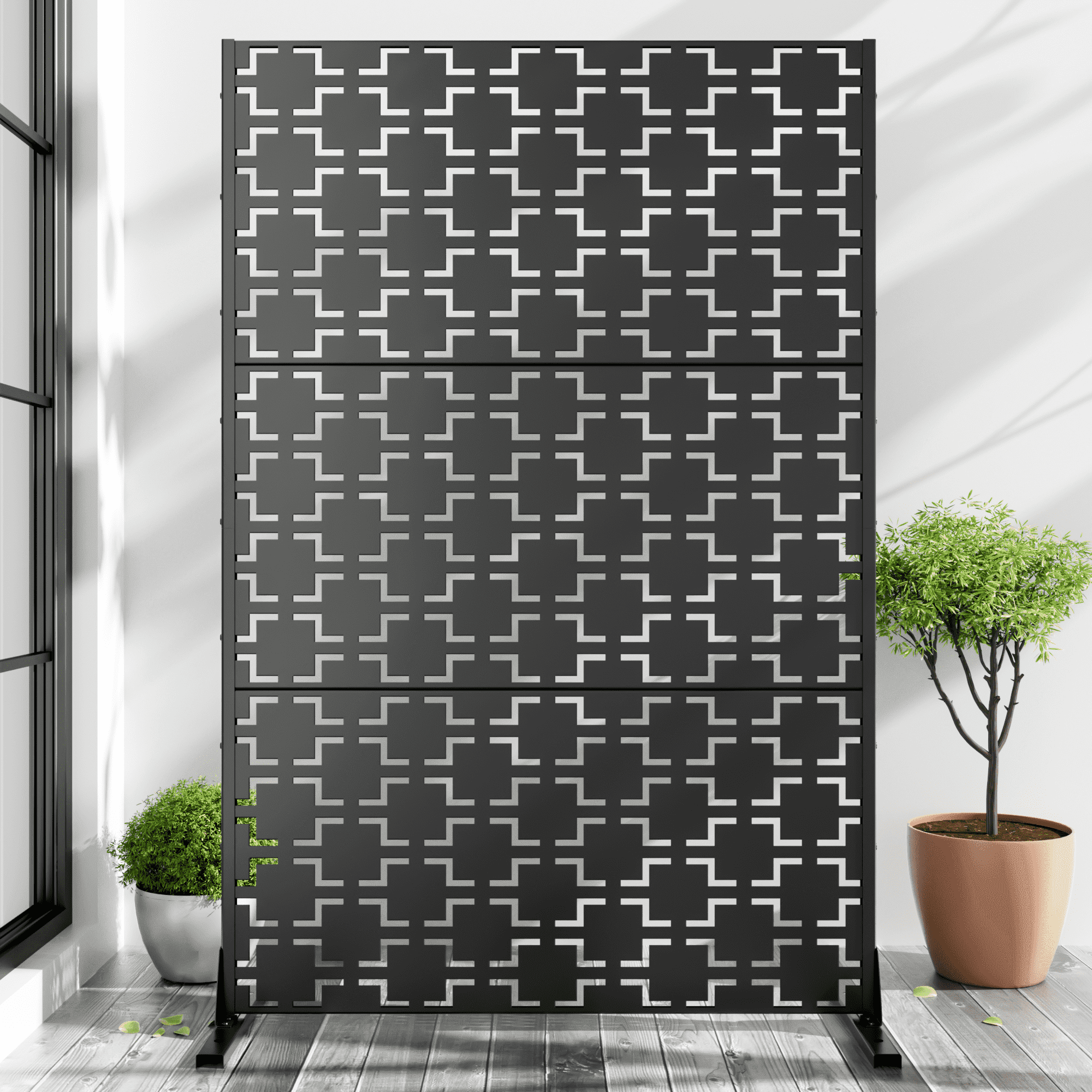 MAYEERTY 72" × 47" Privacy Screen Fence, Heavy Duty Fence Privacy Screen Outdoor, Black