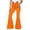 AB80 Orange, variant on Women'S Flare Pants Butterfly Print Elastic Waist Wide Leg Trousers Female Casual Slim Fit Denim Pants Dark Purple Size L