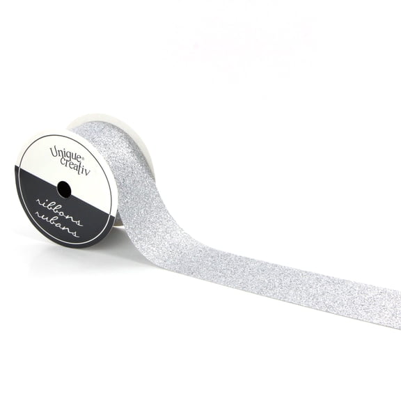 UNIQUE CREATIV, Ribbon, Glitter Cut, Silver, 38mm x 2.7m (1.5" x 9ft)