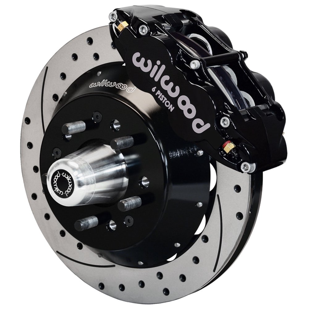 NEW WILWOOD FRONT DISC BRAKE KIT,13" DRILLED ROTORS,BLACK 6 PISTON