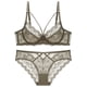thumbnail image 3 of Sujetador transparente ultrafino de encaje sexy sin esponja, ropa interior para mujer, conjunto de sujetador pequeño con pecho grande, 3 of 6
