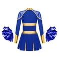 thumbnail image 2 of YONGHS Kids Girls Rhinestone Long Sleeve Cheerleading Dance Dress and Pom Pom for Halloween Party Blue 14, 2 of 5