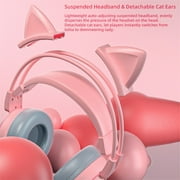 Gaming Headset with Cat Ears, Pink Headset with Surround Sound, RGB Backlight & Microphone, 3.5mm Cat Headphones with Mic for PS4, Xbox, PC, Mobile Phone