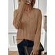 thumbnail image 4 of Remera PRETTYGARDEN Cuello en V Tejido Acanalado Ligera Marrón XL, 4 of 5