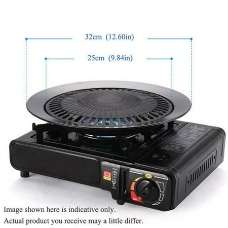 

Sanfanil Round Iron Korean BBQ Grill Plate Barbecue Non-stick Pan Set with Holder Set