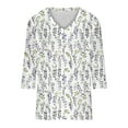 thumbnail image 5 of Offres jusqu'à 70 % de Réduction! Hauts d'Été pour Femmes 2024 Grande Taille Mode Décontractée Imprimé Col en V Manches 3/4 Haut/chemise Cadeau pour Femmes en Solde, 5 of 5