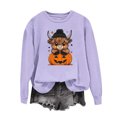 thumbnail image 4 of Mifsaly Womens Halloween Sweatshirt Cute Cartoon Cow Pumpkin Graphic Sweaters Long Sleeve Soft Comfortable Loose Fit Pullover Top, 4 of 5
