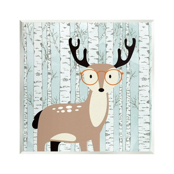 Stupell Industries Deer & Birch Trees Animals & Insects Painting Unframed Art Print Wall Art, 12 x 12