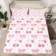 thumbnail image 2 of Homewish Fashion Buffalo Bow-tie Full Size Sheets for Kid, Pink Stripes Lines Bed Sheets, Cartoon Cherry Sheet Sets, Microfiber Bedroom Decor, 4 Pieces, 2 of 7