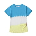 thumbnail image 2 of Daqian Summer Girls Short-sleeved Color Tie-dye Pattern Round Neck T-shirt Tops for Kid Girls Tops Girls T-Shirts Blue 10-12 Years, 2 of 8