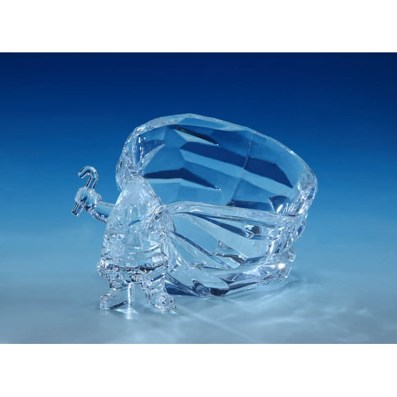 Set of 2 Clear Santa Claus with Sack Dish Decorative Tabletop Figure 3.75"
