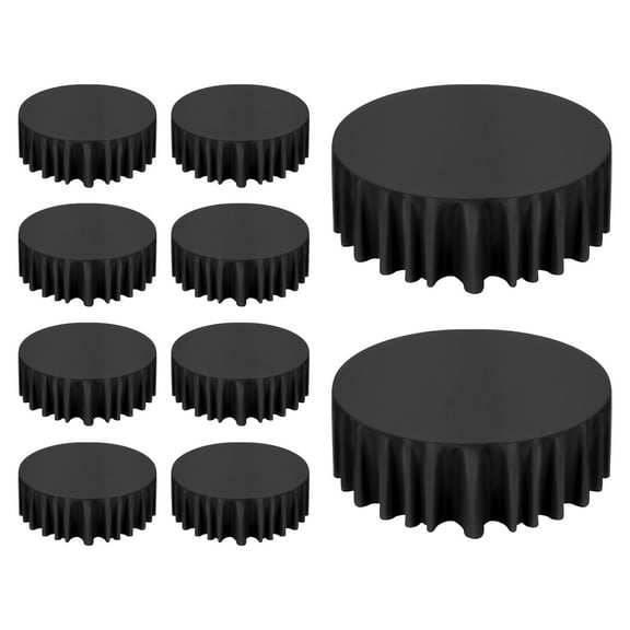 KDTHTF 10-Pack 120-Inch Black Round Polyester Tablecloths, Heavy-Duty Wedding Table Covers for Banquets, Parties, Catering, Events & Dining Tables