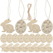25pcs Unfinished Wooden Bunny Cutouts Easter Ornaments Wood Slices for Crafts Decorations