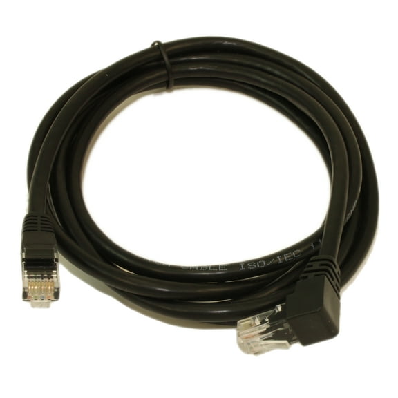 7ft Cat6 ANGLED-UP Ethernet RJ45 Patch Cable, NON-BOOTED, BLACK