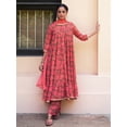 thumbnail image 3 of Janasya Women's Olive Georgette Digital Floral Printed Tiered Kurta with Palazzo and Dupatta, 3 of 6