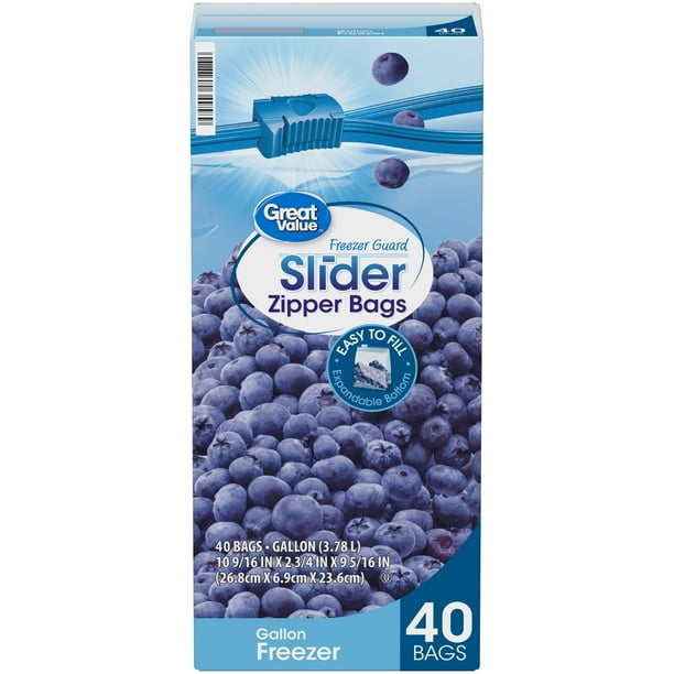 Great Value Slider Zipper Gallon Storage Bags, 40 count