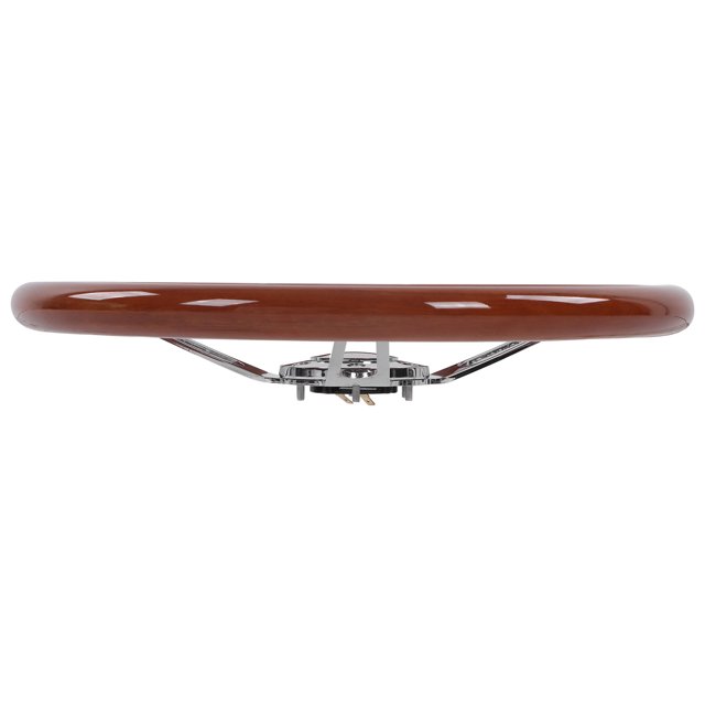 Steering Wheel, 380mm 15" Classic Nostalgia Style Wood Grain Steering Wheel, Slotted 3 Spoke Steering Wheel Riveted, 6 Bolts Walnut Wood Grip, Universal Auto Replacement Parts