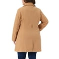 thumbnail image 5 of Agnes Orinda Women's Plus Size Pea Coat Single Breasted Overcoat Lapel Long Sleeves Belt Winter Outerwear with Pockets 3X Camel, 5 of 6