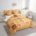 thumbnail image 3 of Manfei Vibrant Pumpkin Sunflower Twin Bedding Sets 7-Piece, Hello Fall Autumn Bedding Comforter Set, Orange Patchwork Plaid Reversible Sheet Sets, Microfiber Bedroom Decor, 3 of 7