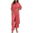 thumbnail image 1 of Timegard Vacation Outfits for Women 2 Piece Lightweight Open Front Long Top Wide Leg Rompers Sets, 1 of 5