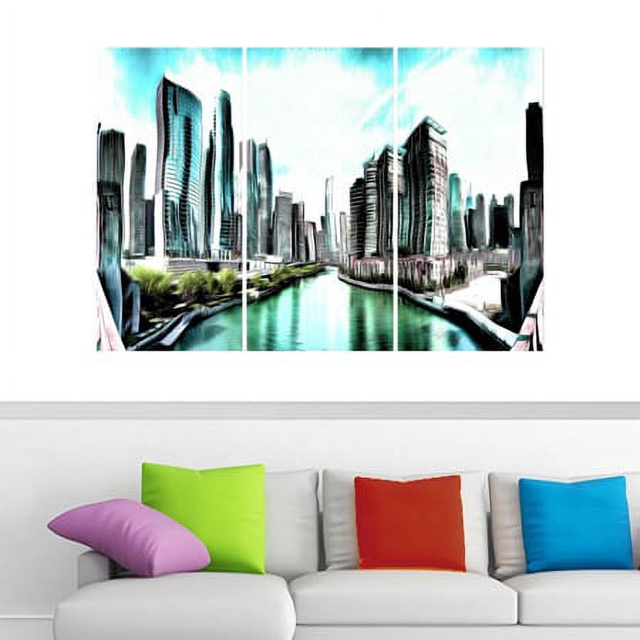 Design Art On the Chicago River, 3 Pieces, 36" x 28"