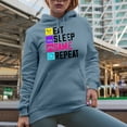 thumbnail image 2 of Eat Sleep Game Repeat, Gamer, Light Blue Hooded Sweatshirt or Hoodie, 2XL, 2 of 5