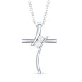 thumbnail image 2 of Rosec Jewels Natural Diamond Cross Pendant Necklace with Chain - HI-SI Quality - Minimalist Necklace Ready to Gift for Christmas, 18K White Gold, 2 of 8