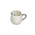 thumbnail image 1 of Silver Rim Small Milk Pitcher With Handle Simple Ceramic Sauce Pot Gravy Boat, 1 of 6