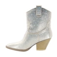 thumbnail image 3 of Women Fashion Rhinestone Block Chunky Mid Heel Ankle Bootie, Champagne, 10, 3 of 5
