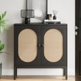thumbnail image 4 of 2024 New Rattan Storage Cabinet, Sideboard Buffet Cabinet, Accent Cabinet with 2 Rattan Doors, Wood Accent Furniture with Adjustable Shelves for Living Room, Entryway, 4 of 9