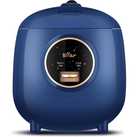 Bear Mini Rice Cooker 2 Cups Uncooked, 1.2L Portable Non-Stick Small Travel Cooker, BPA Free, One Button to Cook and Keep Warm Function, Blue