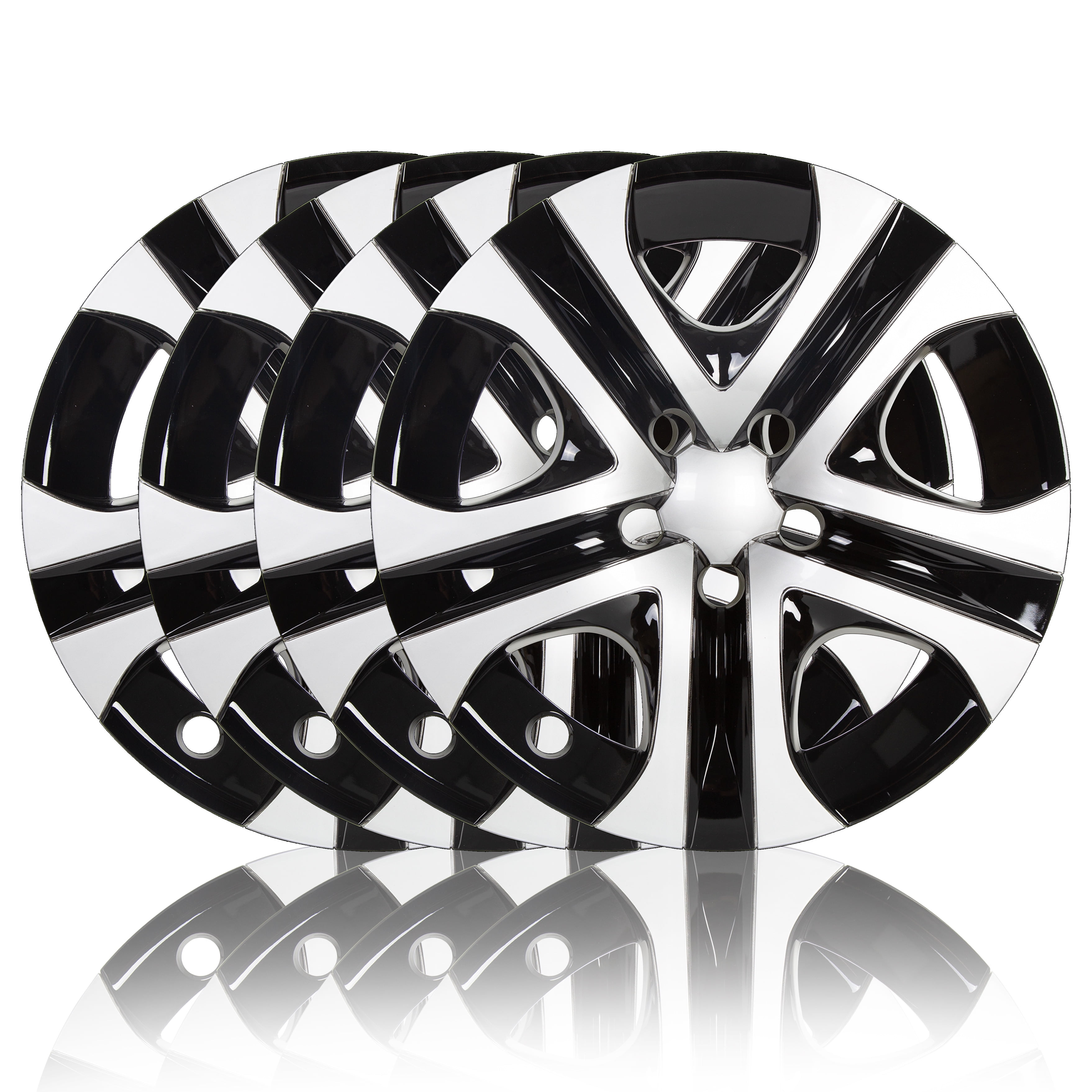 Kojem 4x17" Silver & Black Hub Caps Full Rim Wheel Skin Covers for 2013-2018 Toyota RAV4