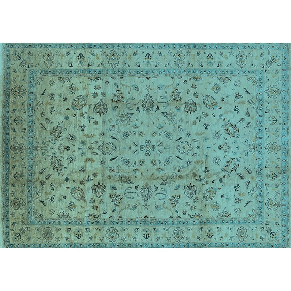 Ahgly Company Indoor Rectangle Oriental Light Blue Traditional Area Rugs, 7' x 10'