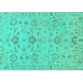 thumbnail image 1 of Ahgly Company Machine Washable Indoor Rectangle Oriental Turquoise Blue Traditional Area Rugs, 8' x 10', 1 of 4