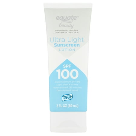 Equate Beauty Ultra Light Broad Spectrum Sunscreen Lotion, SPF 100, 3 fl (Best Sunblock For Face Spf 100)