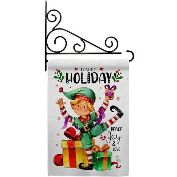 Breeze Decor GS120019-BO-03 13 x 18.5 in. Elf Holiday Garden Flag Set for Wintertime Christmas Double-Sided Decorative Vertical Flags & House Decoration Banner Yard Gift