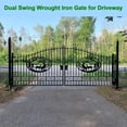 thumbnail image 6 of Chery Industrial Steel Metal Outdoor Dual Swing Iron Gate, Vienna Style for Yard, Backyard Patio - 14'Deer, 6 of 6