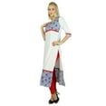thumbnail image 2 of Bimba Women White Indian Ethnic Kurti 3/4th Sleeve Tunic Long Blouse Top, 2 of 5