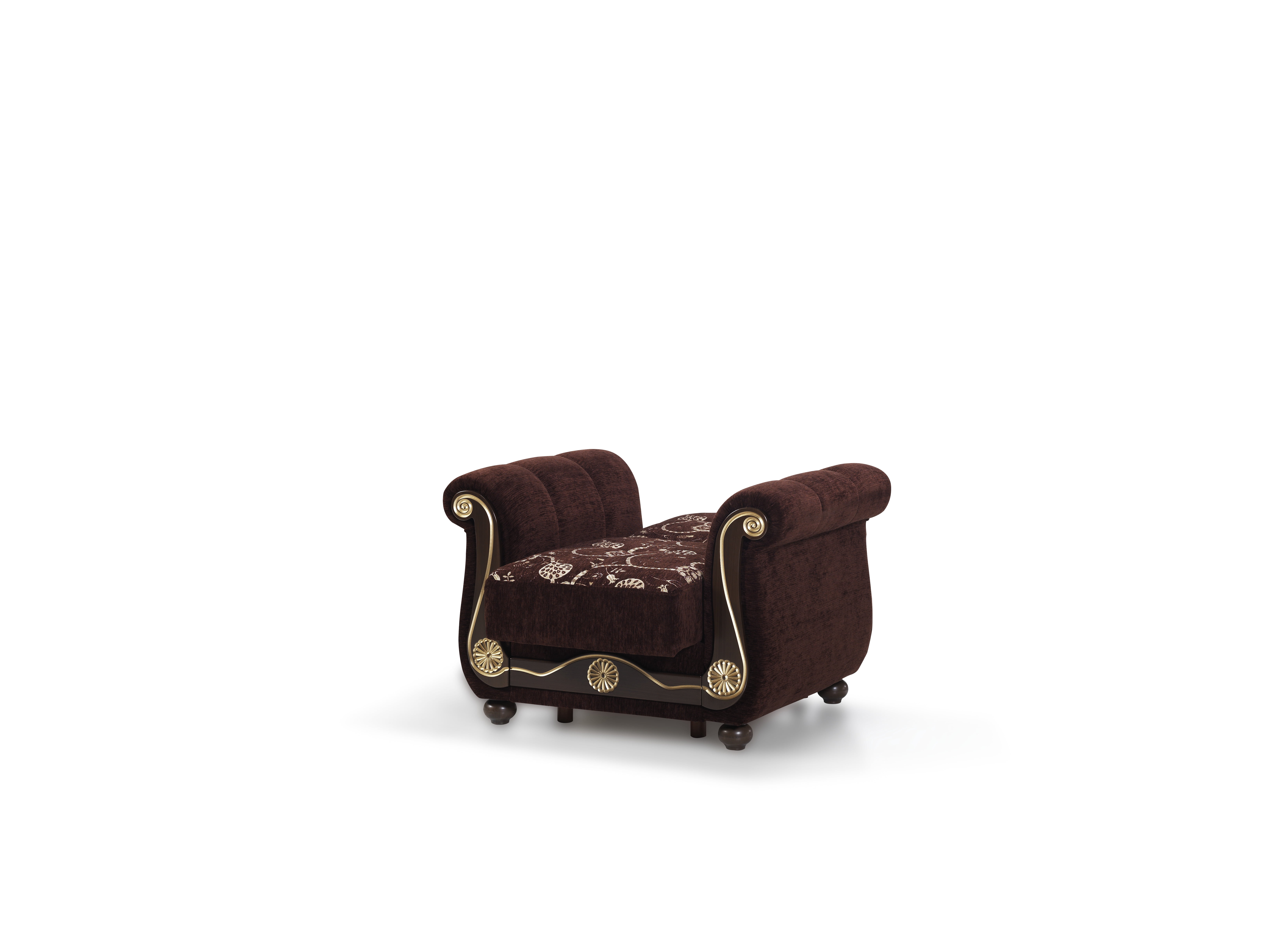 Ottomanson Convertible Accent Armchair with Hidden Storage, Firm Comfort Seating, Brown