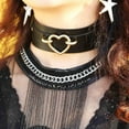 thumbnail image 2 of Women Leather Necklaces Collar Choker Heart Punk Rock Adjustable Collar Necklaces, 2 of 5
