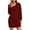 Wine, variant on Women's Loose Dresses Women's Long Sleeved Lapel V-neck Sportswear Loose Solid Color Dress
