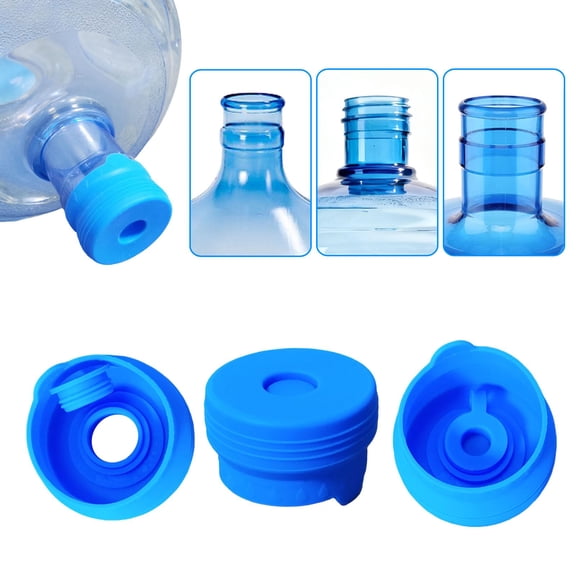 3 Pack 3 and 5 Gallon Water Jug Cap, Upgrade Silicone Reusable Replacement Caps, Non Spill Lids for 55mm Standard/Screw/Crown Tops Water Bottle