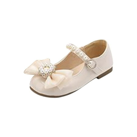 

Tengma Toddler Girl Sandals Fashion Flat Casual Shoes Small Leather Shoes Girl Princess Shoes Flat Bottom Light Buckle Comfortable Cute Bow Sandals for Girls （Beige Size: 29）