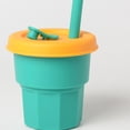 thumbnail image 3 of Botella de agua con pajita de dibujos animados para niños, taza de paja de silicona portátil a prueba de fugas para niñas, niños pequeños, verde, 400ml, 3 of 5