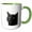 Green/White, variant on 3drose, Black Cat with a Funny Quirky Expression Cut Out, 11oz Mug